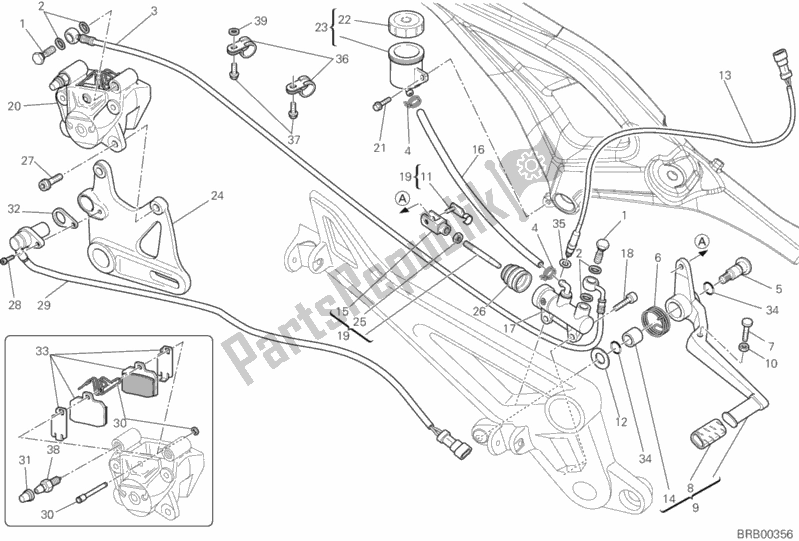 Toutes les pièces pour le Système De Freinage Arrière du Ducati Monster 795 EU Thailand 2014